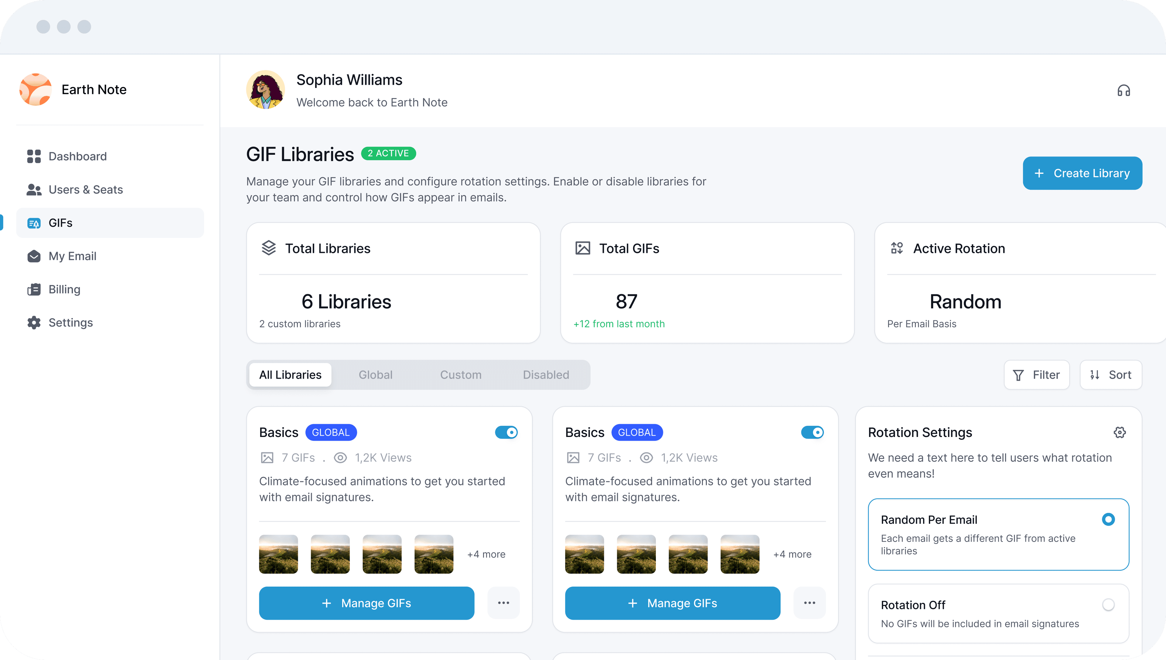 EarthNote dashboard preview
